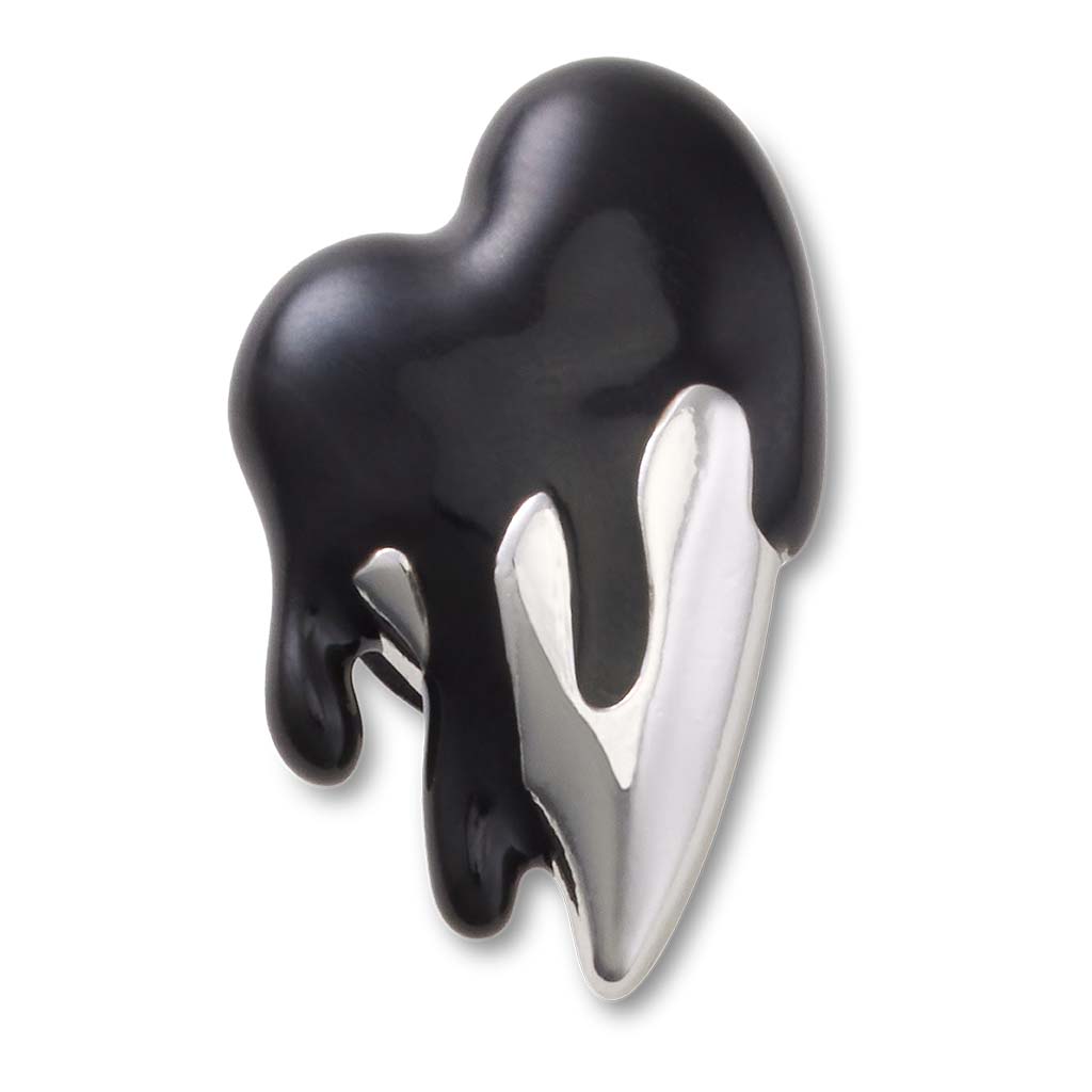 Jibbitz™ Silver and Black Enamel Heart