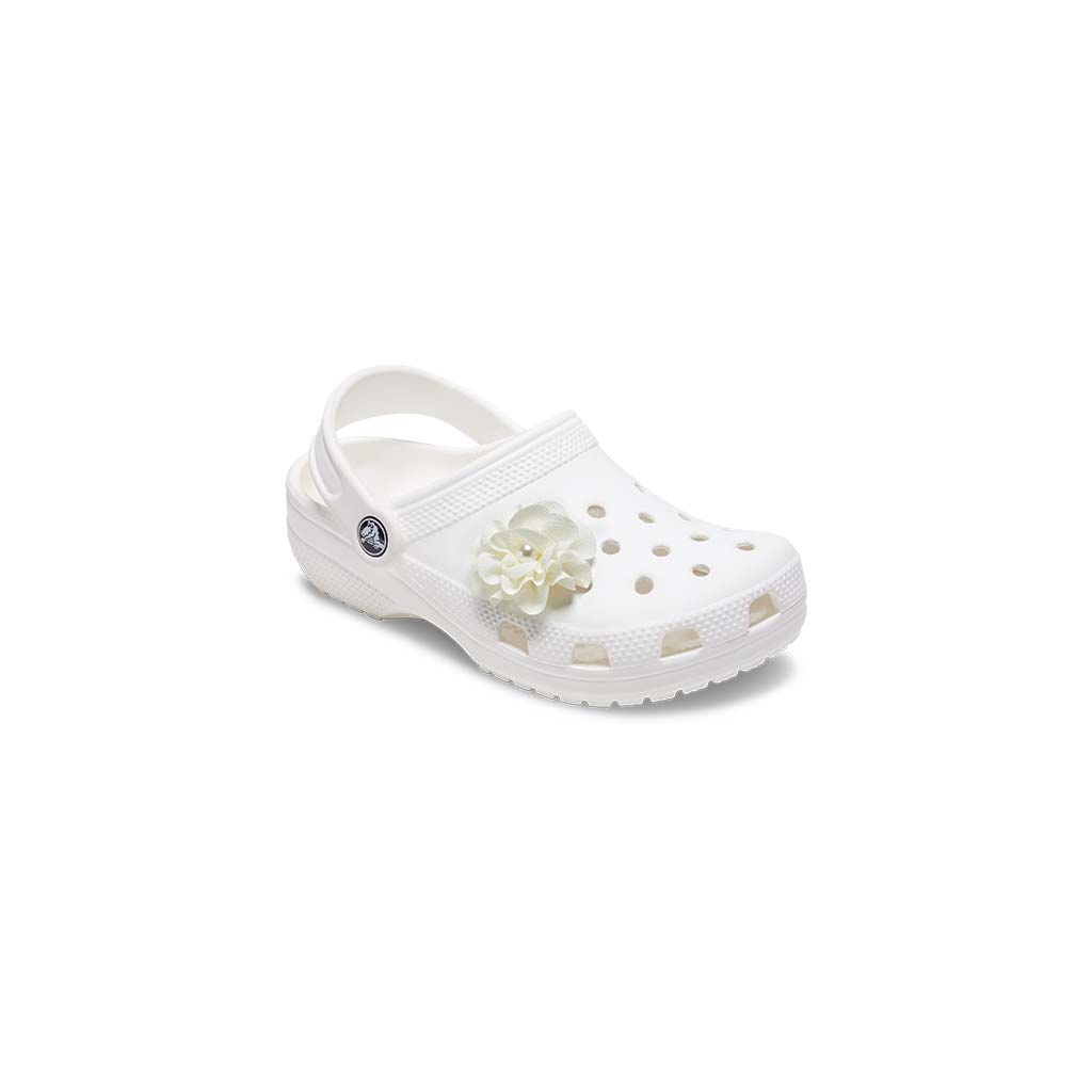 Jibbitz™ White Fabric Flower With Pearl