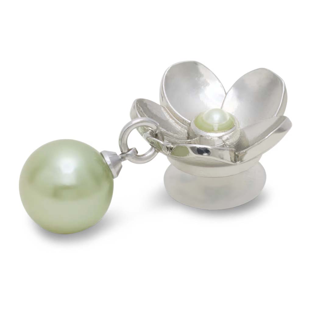 Jibbitz™ Silver Flower Pearl Dangle